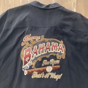 Tommy Bahama Shirt Mens XXL Silk Back Embroidered Camp button Cigar 2XL